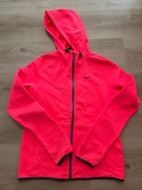 Nike Neon Coral Zip-Up Thermafit Hooded Fleece Jacket
